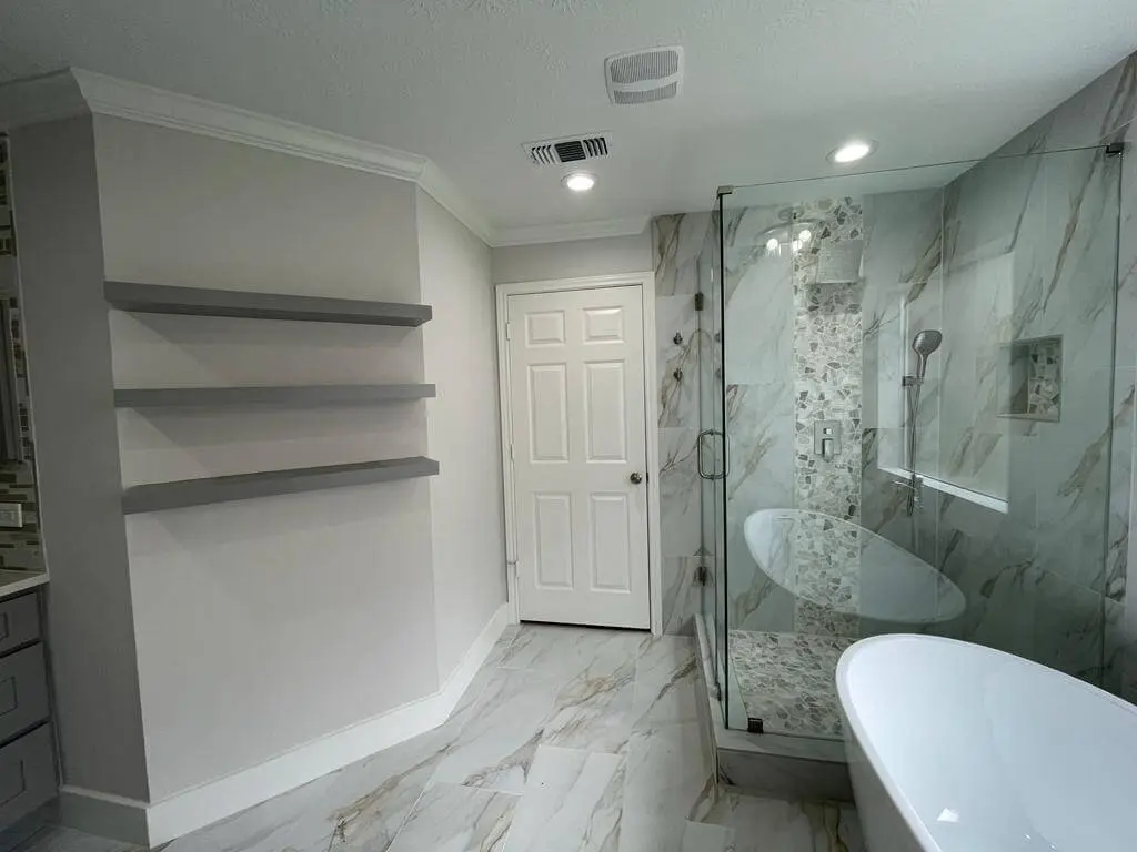 Modern Grey White and Gold Bathroom Remodel